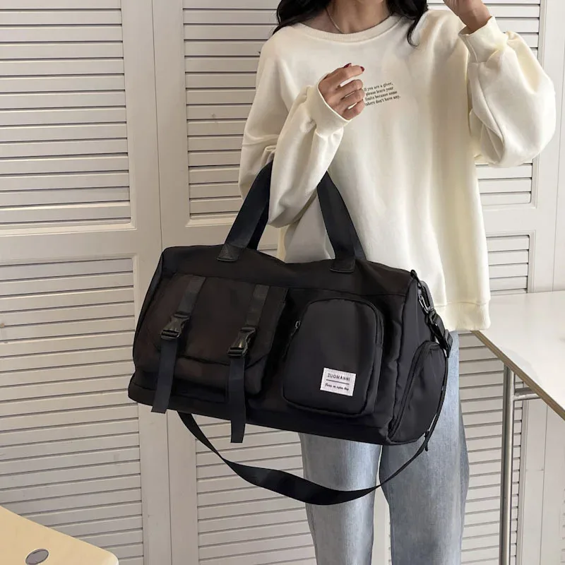 Sac de voyage imperméable avec compartiment séparé pour chaussures, sac de sport à compartiments sec/humide, sac bandoulière pour yoga et courts séjours