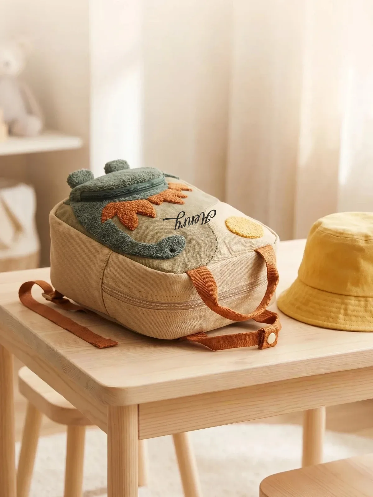 sac à dos de maternelle brodé, motif dessin animé mignon, patchwork, nom personnalisé, cartable pour l'école et les enfants, usage quotidien en extérieur