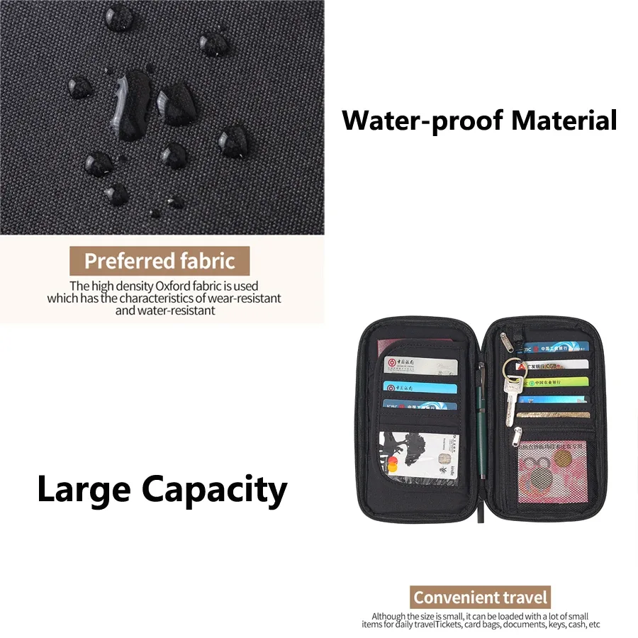 sac de rangement de portefeuille de porte-passeport bloquant rfid familial-organisateur de documents de voyage avec étui pour cartes de crédit sac de voyage essentiel