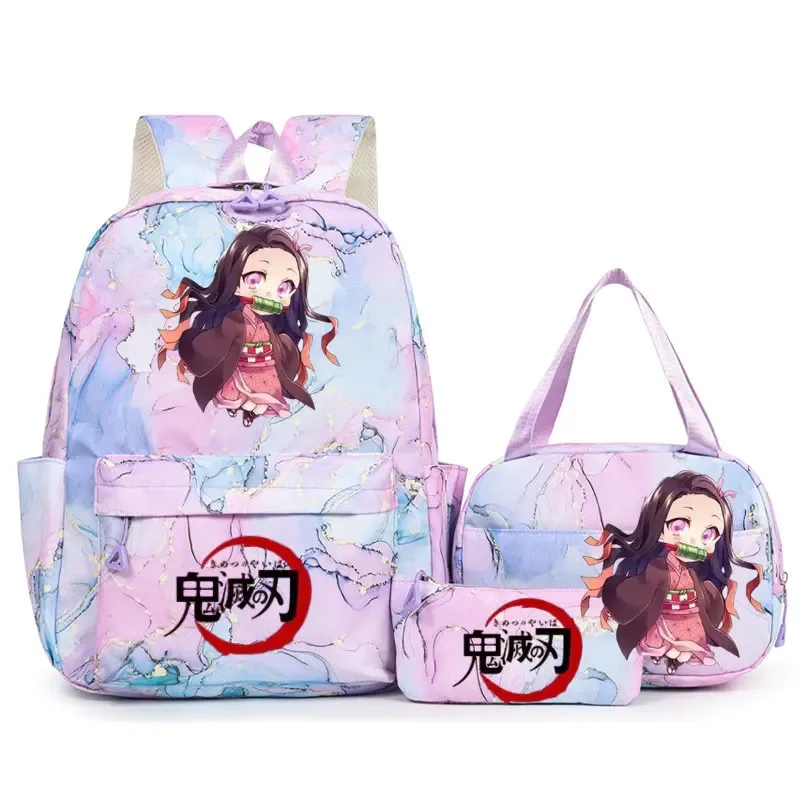 sac à dos demon slayer nezuko kamado pour adolescents, cartable de grande capacité avec sac à bandoulière pour usage quotidien, pour filles et femmes, mochilas de voyage