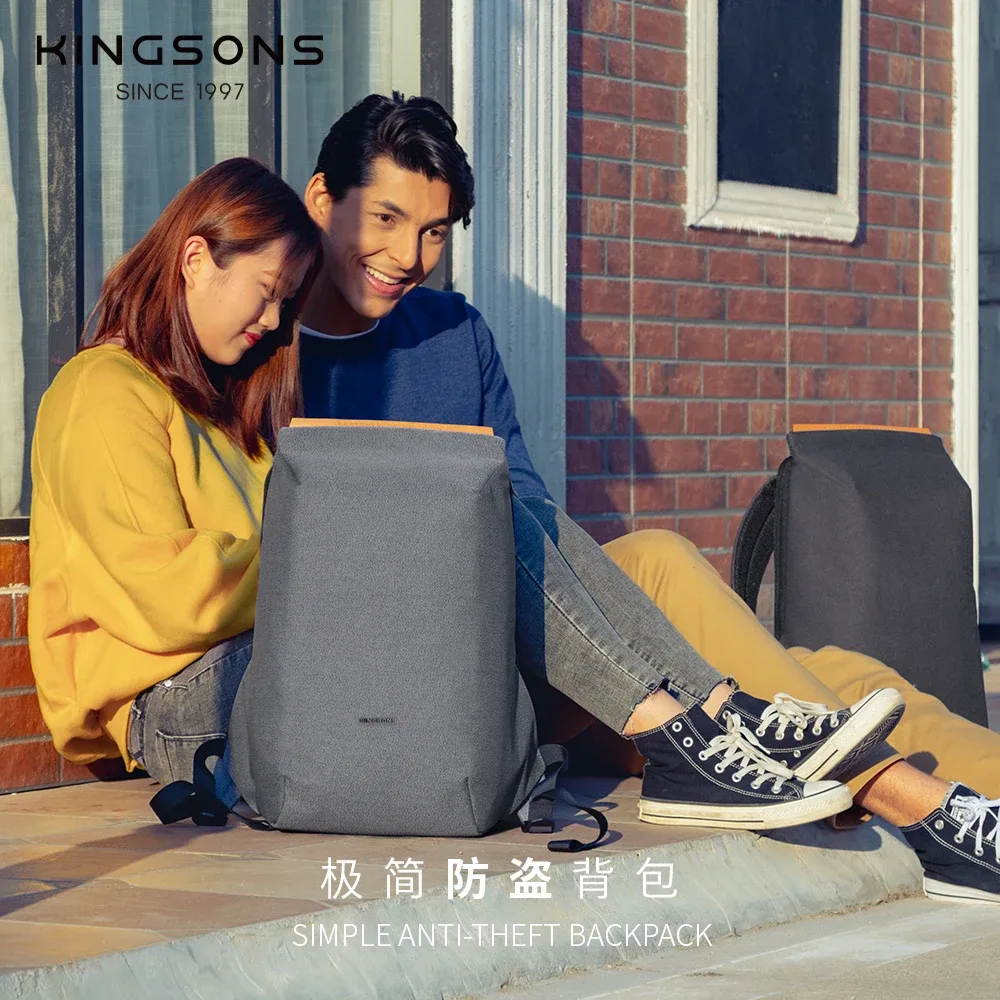 kingsons 180 °   sac à dos fin pour ordinateur portable, pour hommes et femmes, 15,6 pouces, antivol, imperméable, avec port usb, léger, pour affaires