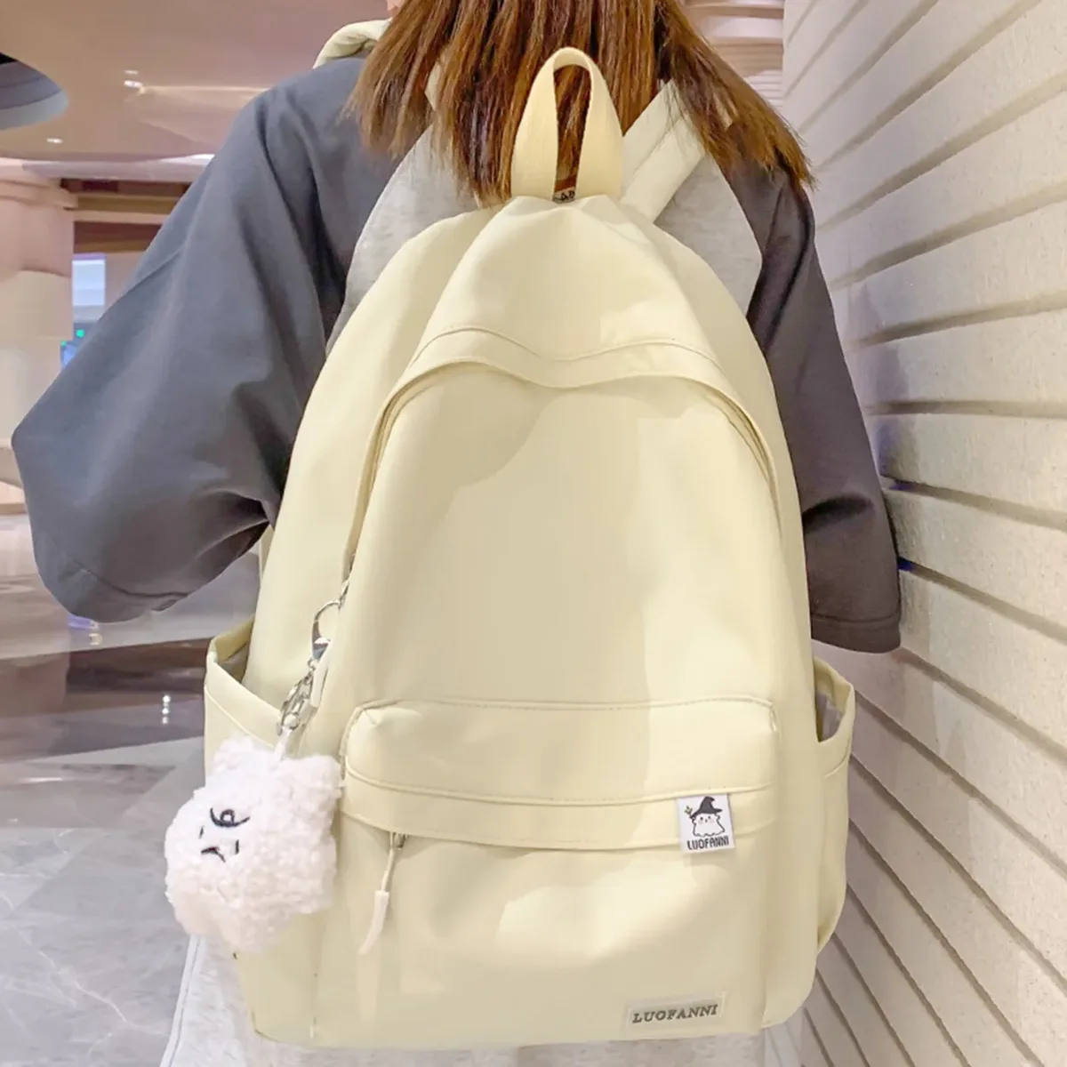 chimfemale-sac d'école en nylon imperméable pour femme, sac à dos de voyage pour ordinateur portable, sac de livre kawaii pour femme, sac à dos imprimés fashion girl, vert et mignon