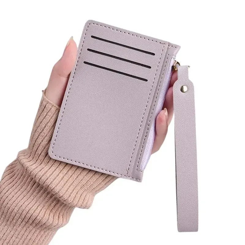 mini porte-cartes à fermeture éclair, porte-monnaie mince pour cartes d'identité, organisateur de cartes de crédit, petit porte-monnaie portable ultra-fin et court pour hommes, noir, 1 pièce