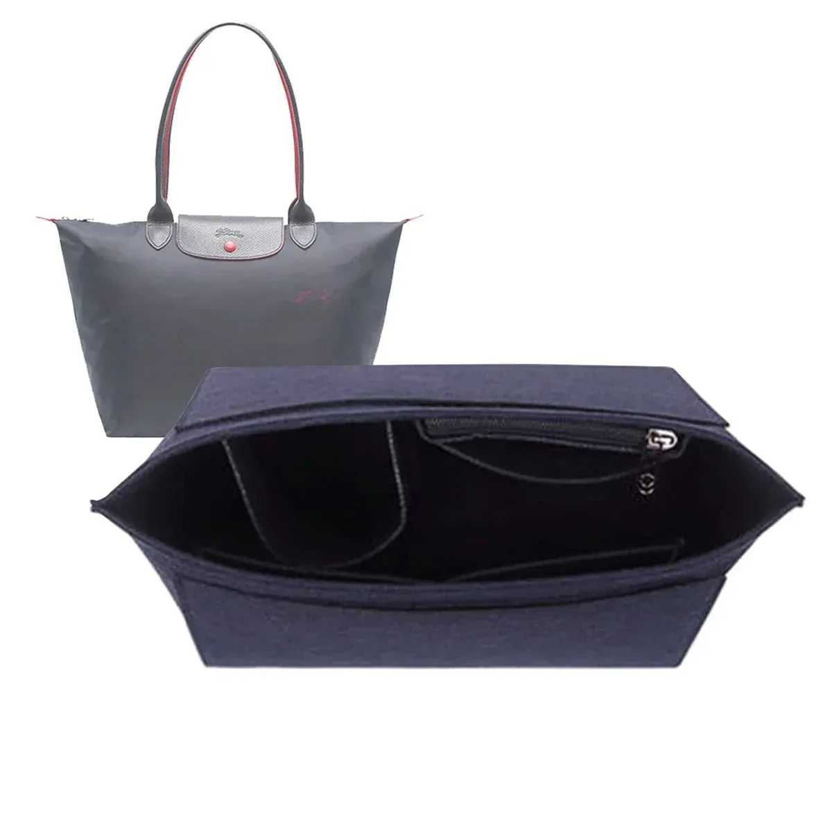 sac à insérer en feutre adapté au sac à main longchamp, sac de doublure en tissu feutré, sac de maquillage, support de voyage, organisateur de sac à main portable