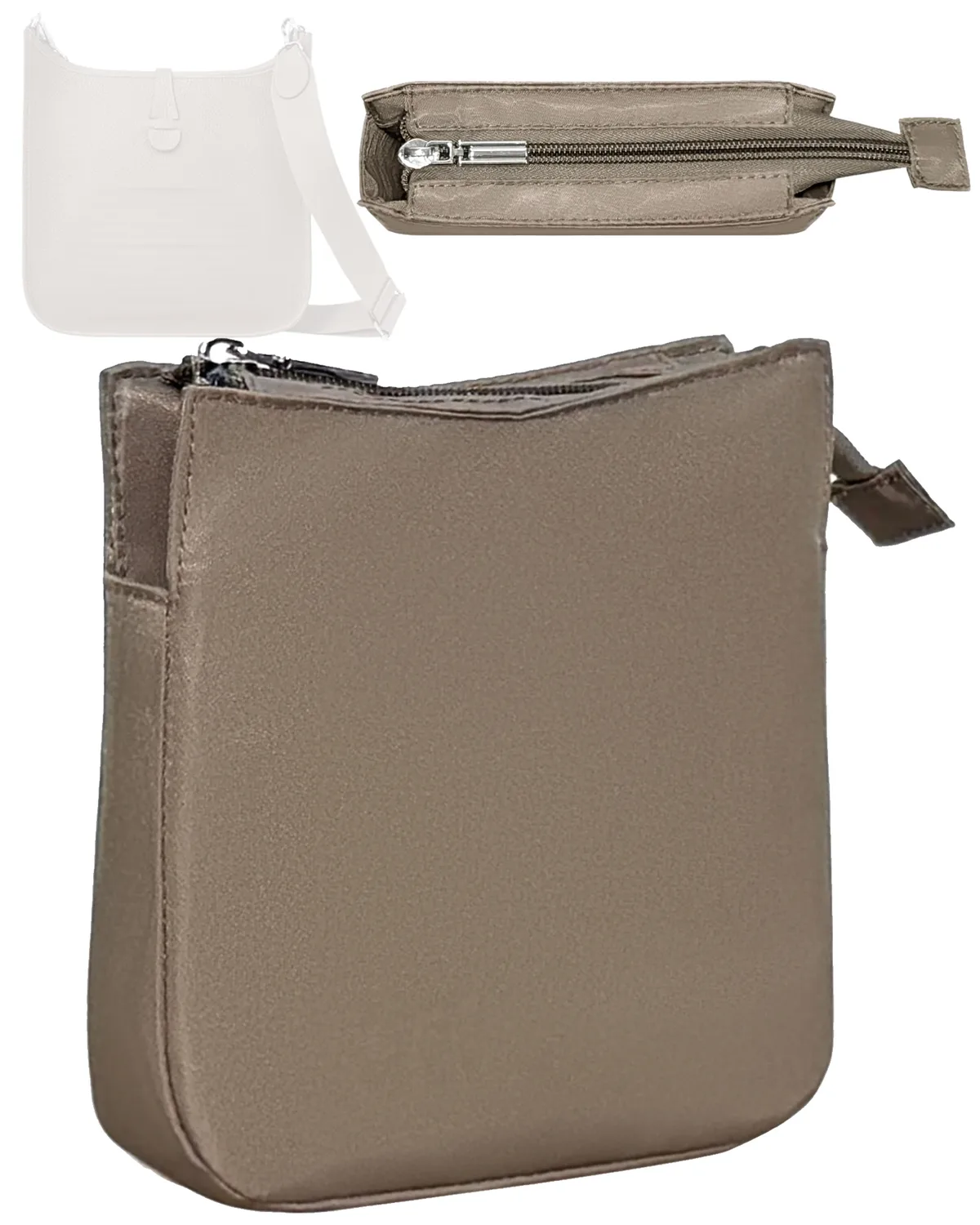 organisateur de sac à main, insert pour sac à main hermes evelyne 16/23/29, gris, avec fermeture éclair, doublure intérieure, insert organisateur pour sac dans sac