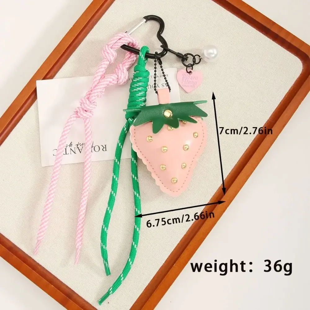 pendentif sac à dos en cuir pu tressé motif fleur, fraise, cerise, accessoire de sac, porte-clés de voiture, porte-clés fruit pour femme
