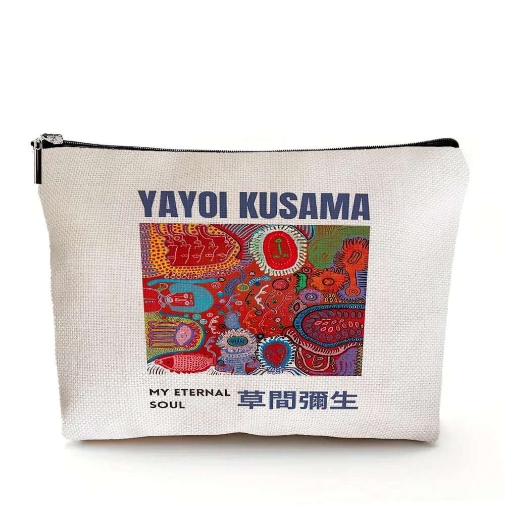yayoi kusama pochette de maquillage japonais pop art à pois art design floral étui à cosmétiques mode dame beauté sac de rangement à la mode