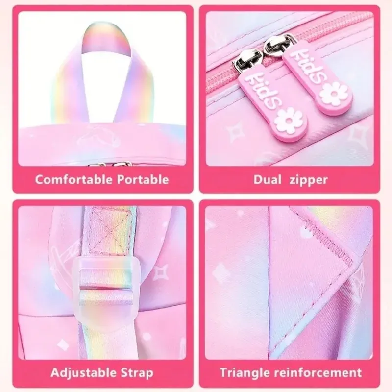 sac à dos à ouverture latérale pour enfants, sacs d'école à la mode pour filles, princesse rose, étanche, grande capacité pour étudiants