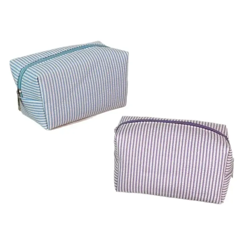 sacs cosmétiques rayés tendance pour femmes, sacs de rangement pour maquillage, sacs de voyage avec fermeture éclair pour femmes