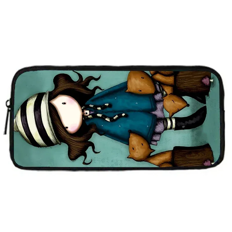 gorjuss santoro sacs à crayons pour enfant, sacs à crayons d'école pour enfants cerveau de dessin animé pour filles, grande et simple trousse à crayons pour enfants