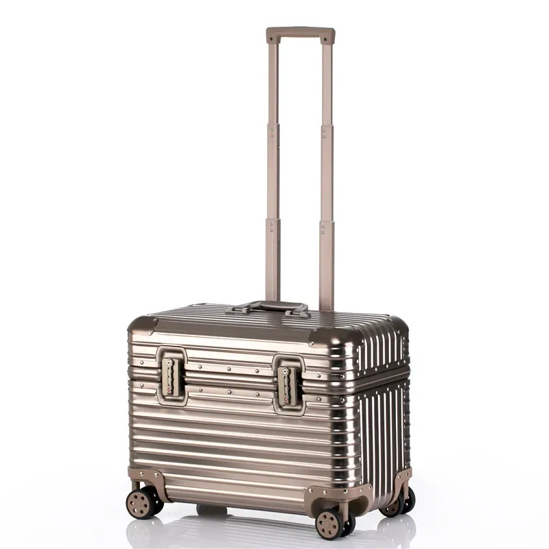 bagage à main moderne en alliage d'aluminium et magnésium, 18/20/22 pouces, approbation de l'air, chariot en aluminium, valise de taille de cabine portable