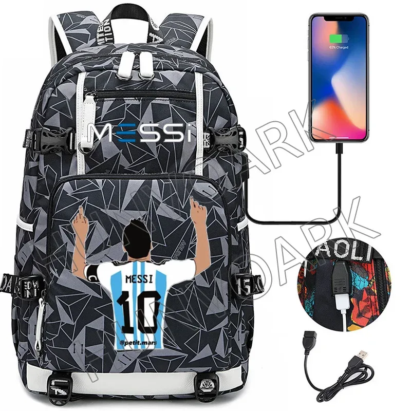 messi-sac à dos camsolomon pour adolescents, sac d'école pour filles, garçons, femmes, hommes, cartable pour étudiants du milieu, grand ordinateur portable