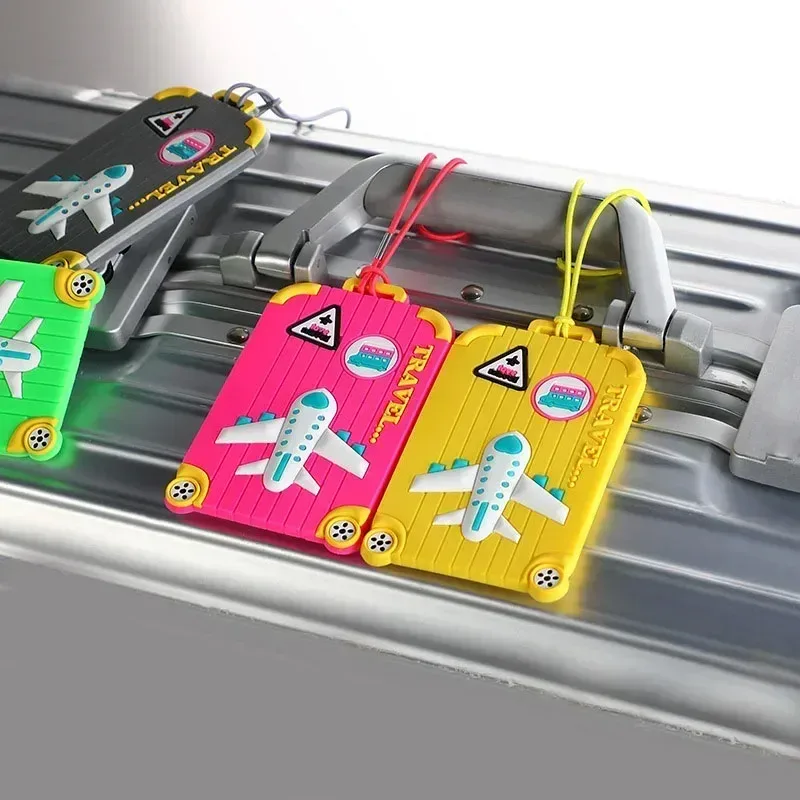 étiquette de bagage portable en pvc, porte-étiquette d'adresse de valise, sangle de bagage, étiquettes de nom de bagage, accessoires de voyage