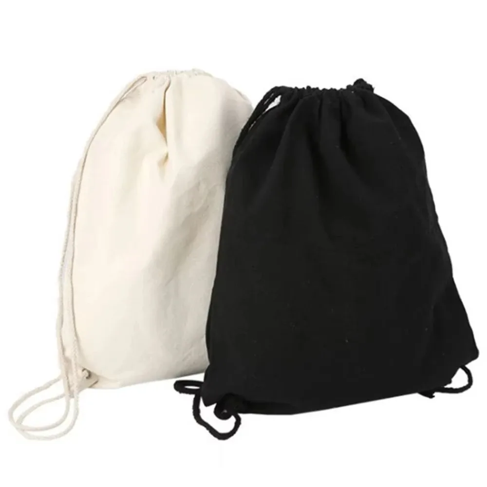sac en toile à cordon de serrage pour l'épaule, pochettes de rangement, sac à dos de shopping pour étudiant, pochette en coton pour la gym, les voyages et le rangement