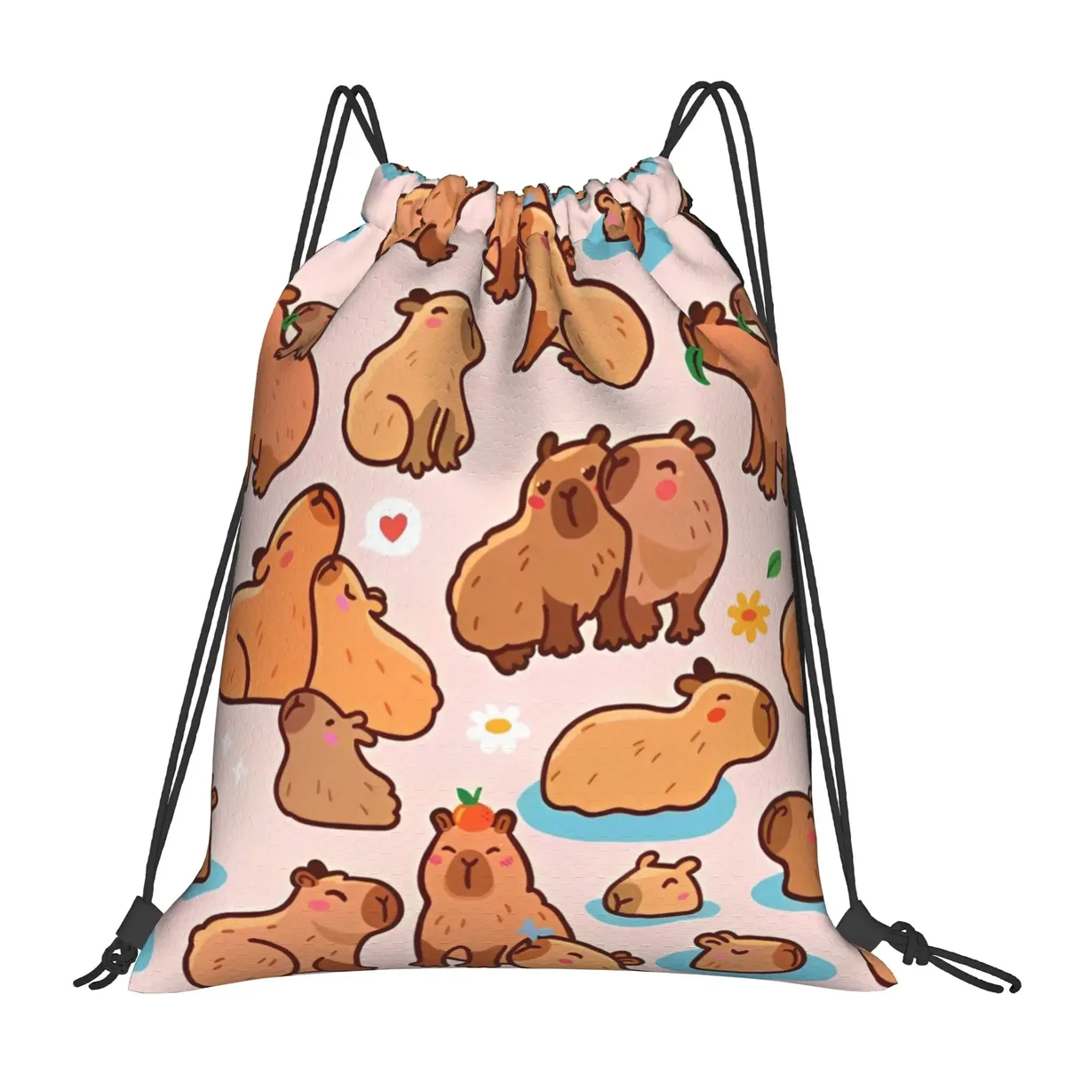 sac à dos à cordon de serrage capybara mignon, sac de sport résistant à l'eau, sac à cordon pour le yoga, 36 cm (largeur) x 43 cm (hauteur)