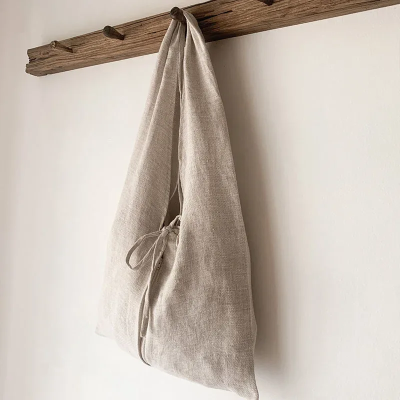 sacs de courses rétro en lin pour femmes, sacs réutilisables pour articles divers, sacs à bandoulière pliables avec lacets, sacs de voyage et de plage, grands sacs à main