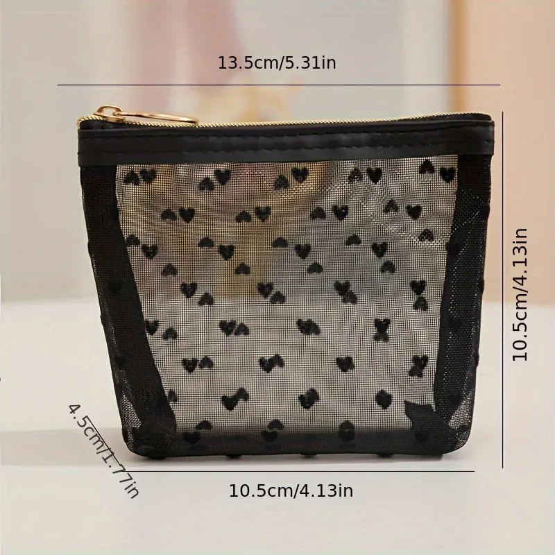 sac de rangement en maille pour cosmétiques de voyage, facile à nettoyer, sac de maquillage, trousse de toilette transparente, sac de rangement pour pinceaux, sac de plage pour fille