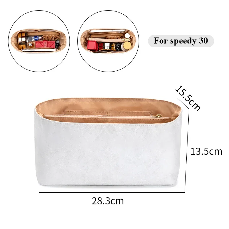 crazysmith dupont papier insérer sac organisateur pour lv speedy 20 25 30 35 sac à main sac intérieur shaper stockage portable sacs à cosmétiques