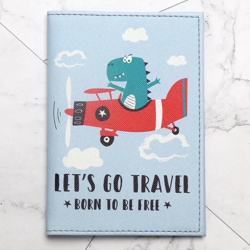 couverture de passeport en cuir de dessin animé mignon, 1 pièce, pour hommes, femmes et enfants, porte-passeport de voyage, porte-carte d'identité, portefeuille, accessoires d'embarquement portables
