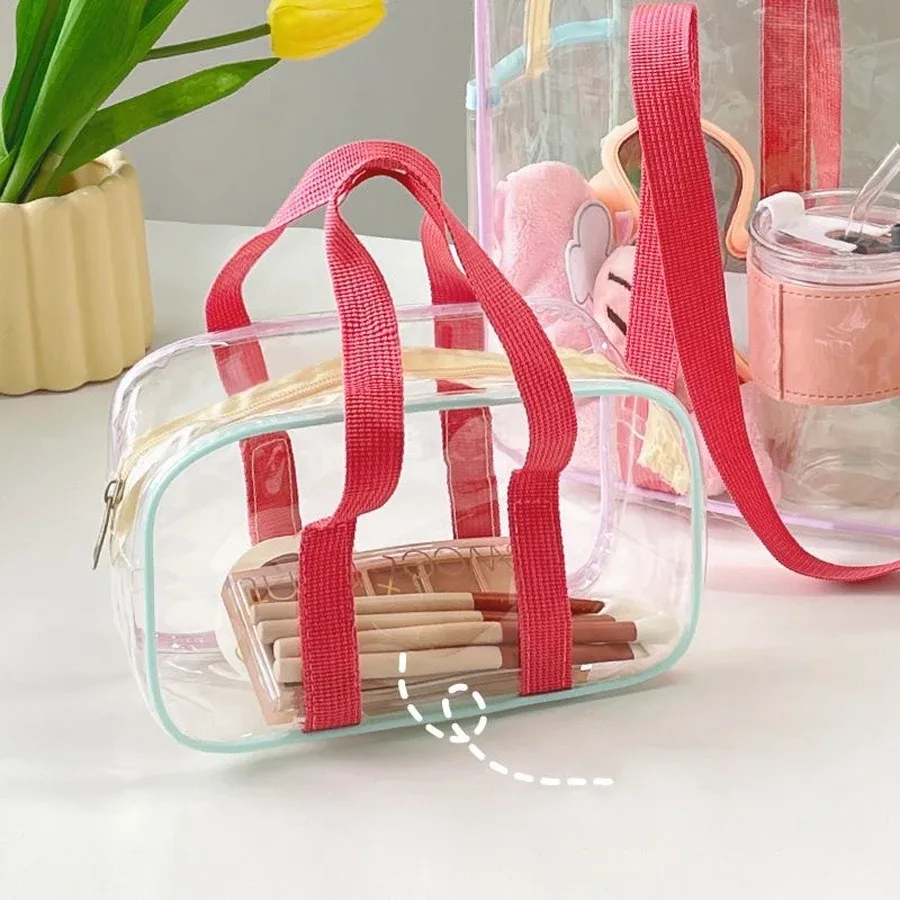 sac de rangement de cosmétiques de voyage transparent et étanche, sac à main de voyage de plage, trousse de toilette, organisateur, 1 à 2 pièces