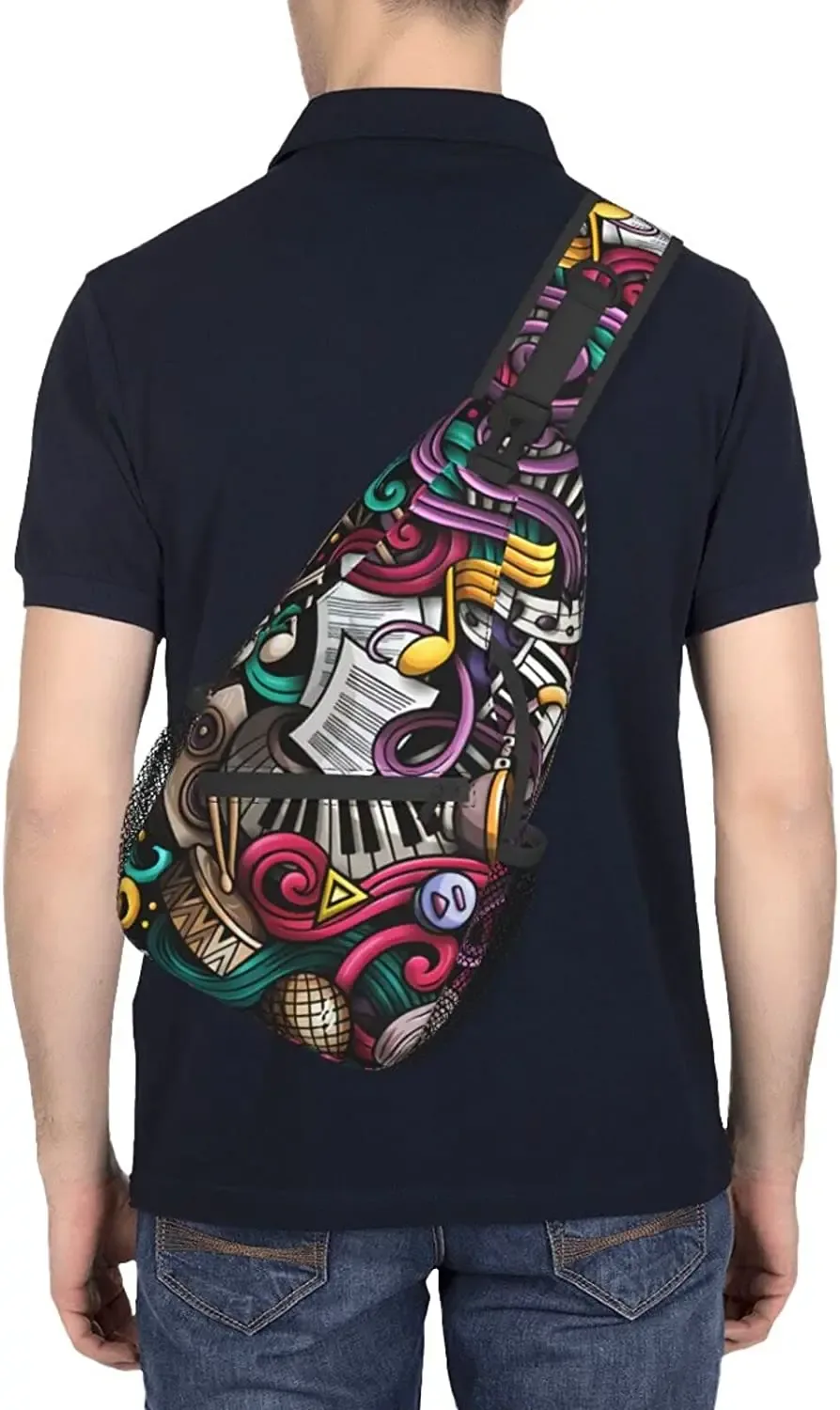 sac à bandoulière musical pour femmes et hommes, proximité de la main, motif sans couture, sacs initiés, sac à dos décontracté, sac de poitrine