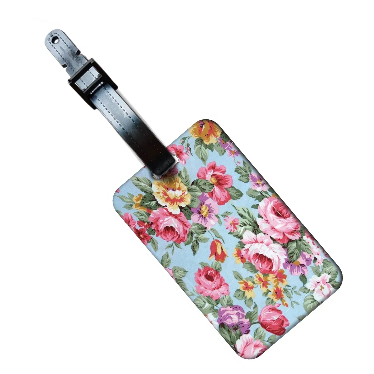 étiquette de bagage pour femme avec motifs floraux, porte-carte d'identité anti-perte pour valise et sac à dos, accessoire de mode pour bagages, cadeau