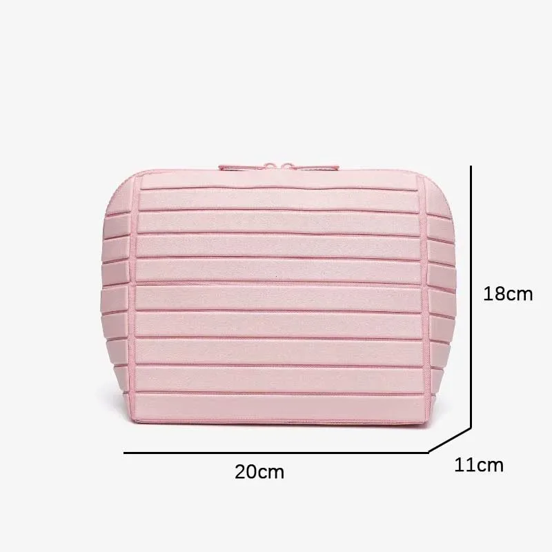 sac de rangement rayé en pvc, grande capacité, pochette de rangement pour articles de toilette de voyage en plein air, sac à cosmétiques de voyage portable, sac de maquillage, 1 pièce