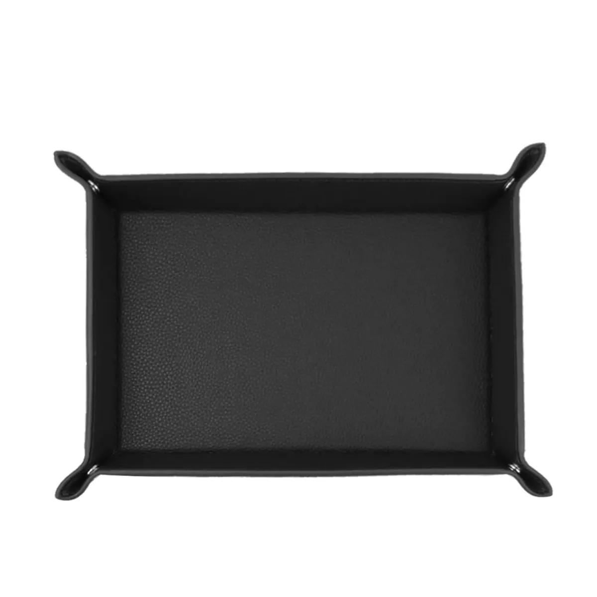 plateau carré pliable en cuir personnalisable avec nom, boîte de rangement de bureau, plateau à bijoux, organisateur pour dés, clés, portefeuilles et pièces de monnaie