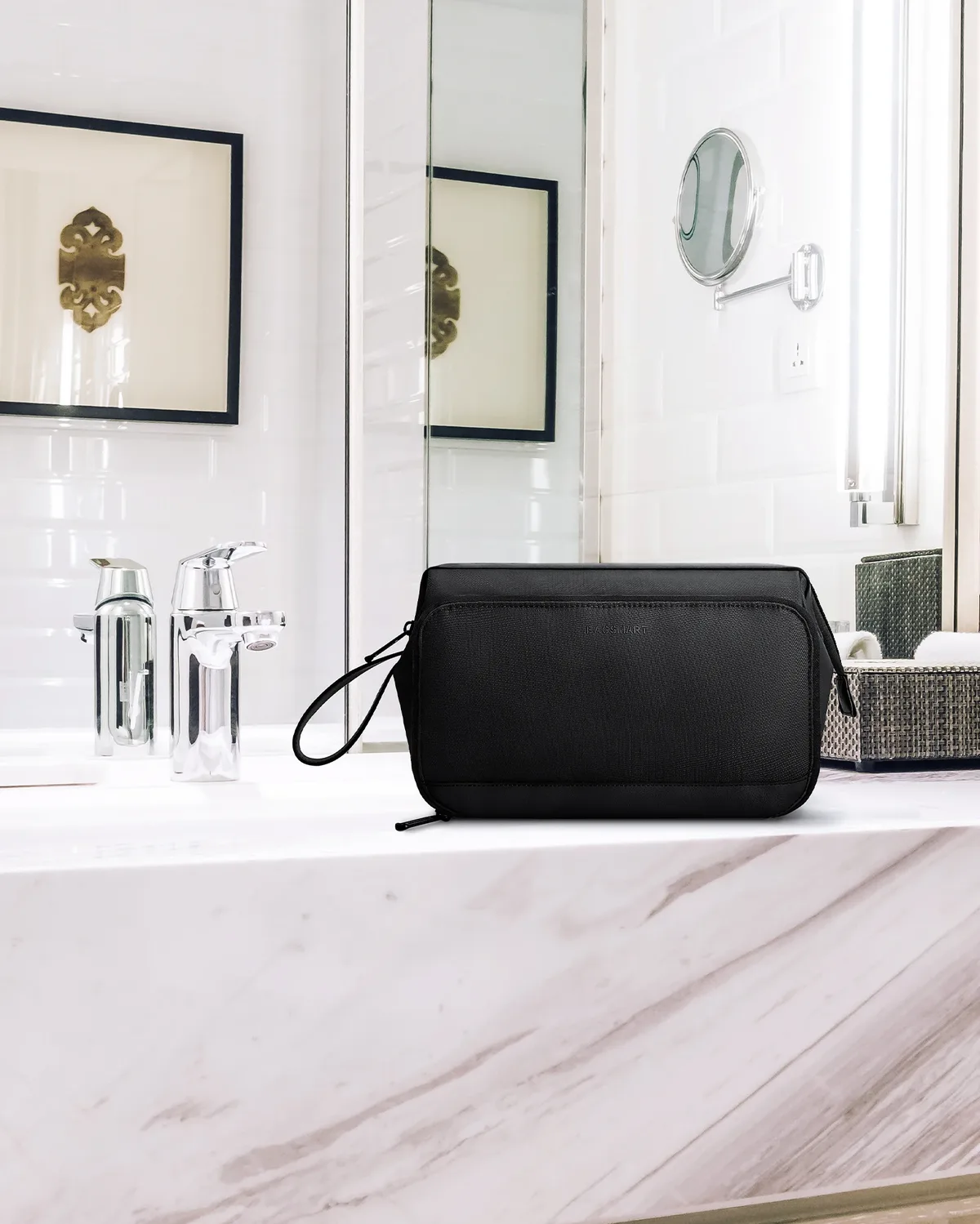 bagsmart-trousse de toilette pour homme, grande ouverture, voyage, eau, degré, rasage, hygiène, douche, essentiels de voyage