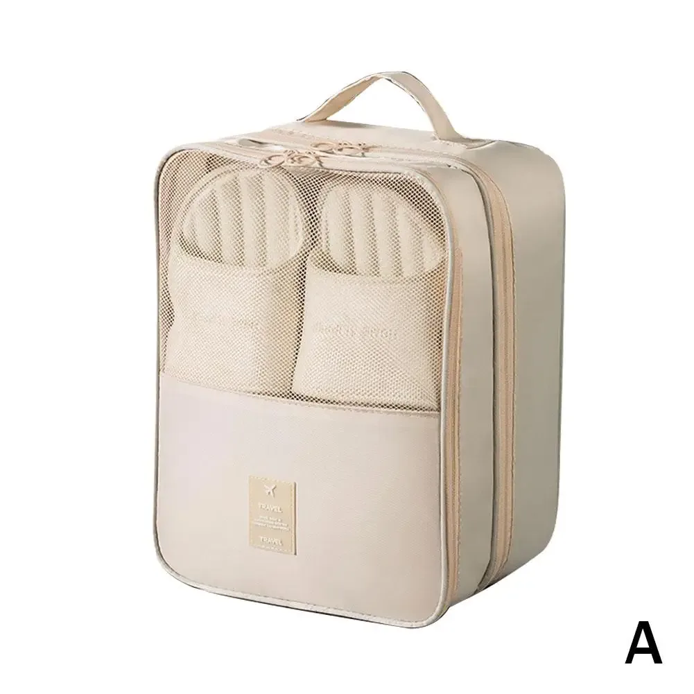 sac à chaussures de voyage en tissu oxford, organisateur de rangement multifonctionnel à 3 couches, pochette à chaussures portable et étanche pour voyage