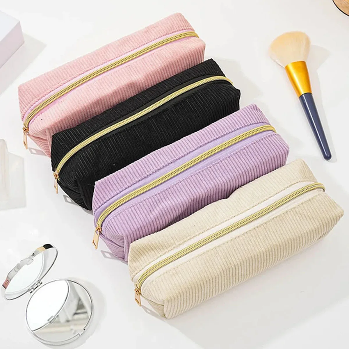 1pc Trousse à crayons de couleur unie, fournitures scolaires, trousse à crayons de grande capacité, sac de papeterie, trousse à crayons scolaire