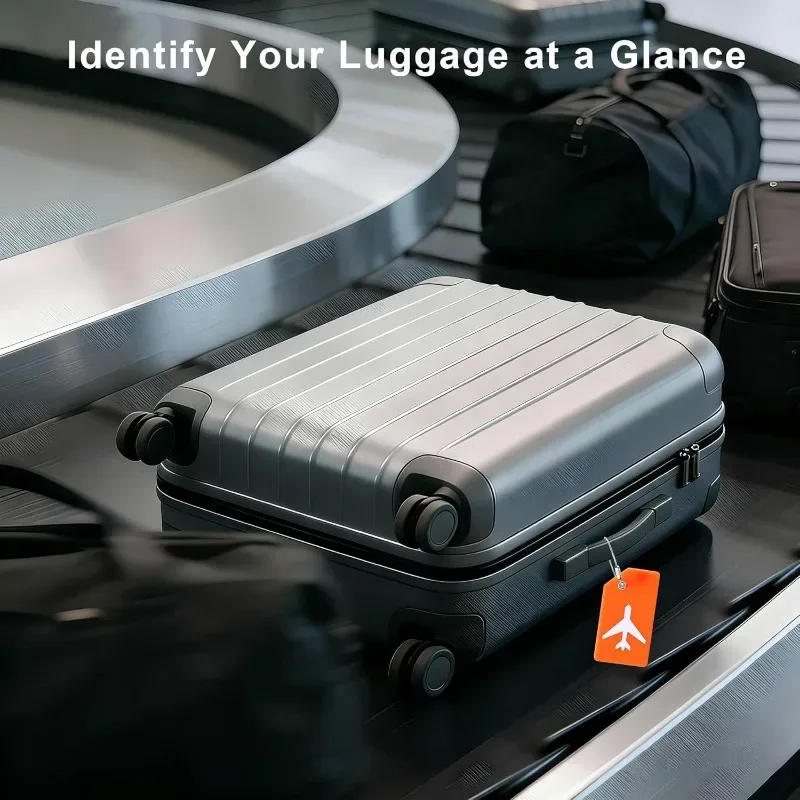 lot de 8 étiquettes de bagages en silicone de couleurs assorties avec boucles en acier inoxydable, étiquettes de valise de voyage avec protection de la confidentialité tsa