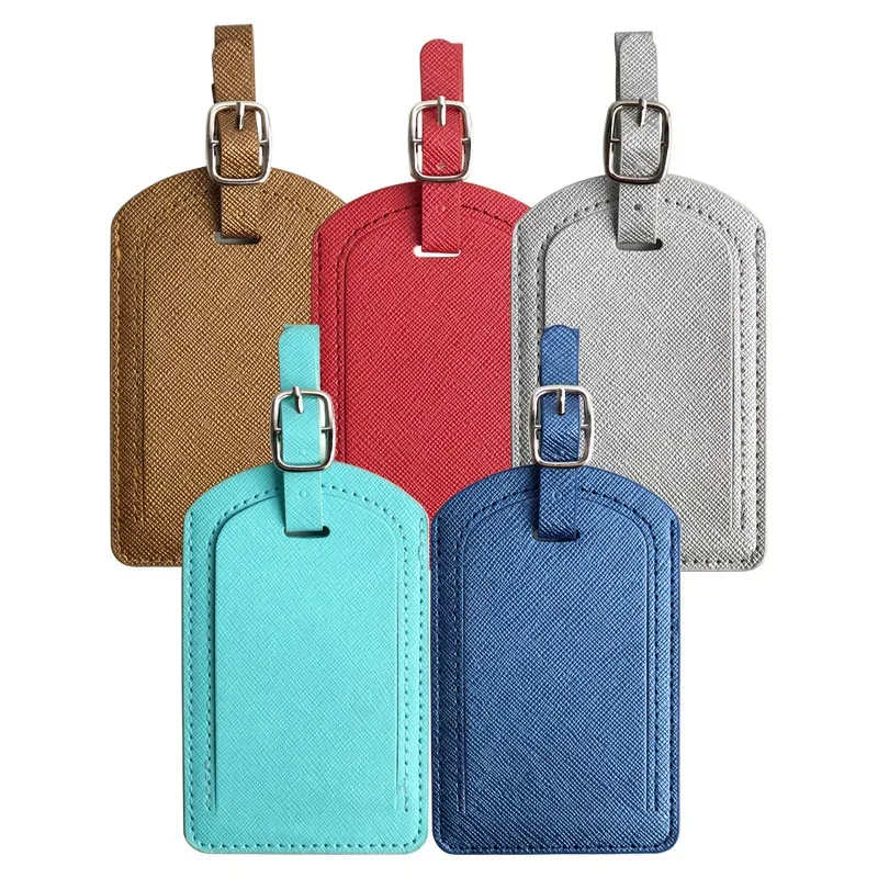 saffiano-étiquette de bagage en cuir pu, étiquette d'embarquement de voyage, multi-documents