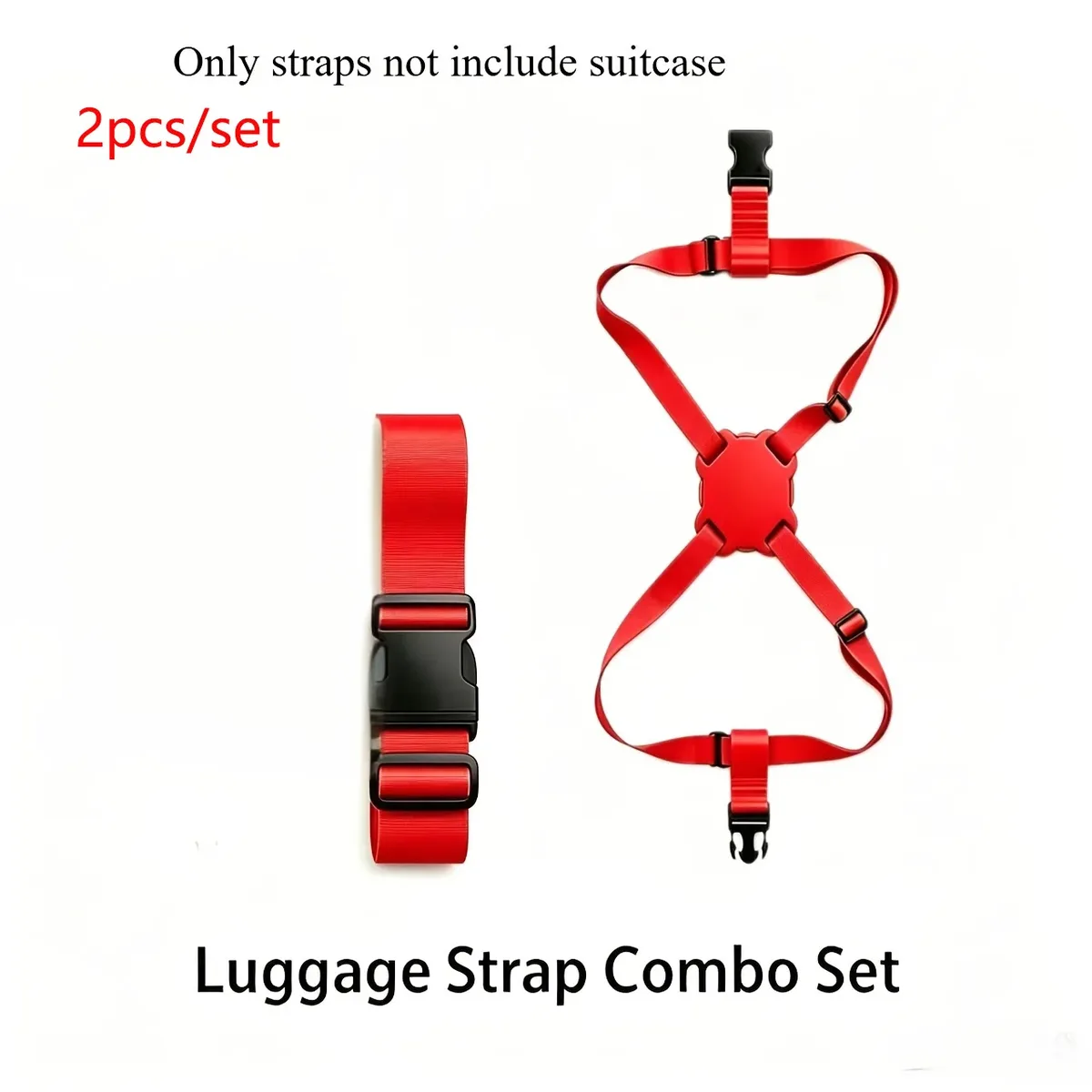 ensemble de 2 sangles de bagage (incluant 1 sangle standard + 1 sangle en forme de huit), ensemble de sangles de bagage hautement élastiques avec renfort anti-explosion, longueur réglable de 20 à 32 pouces (cm), universel pour valises à roulettes, sangle de fixation anti-rupture et sécurisée pour les voyages d'affaires, accessoire de voyage portable multifonctionnel