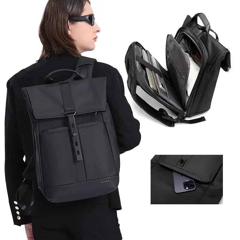 bange sac à dos pour ordinateur portable 15,6 pouces, sac de voyage imperméable à plusieurs compartiments, sac à dos noir adapté aux hommes et aux femmes