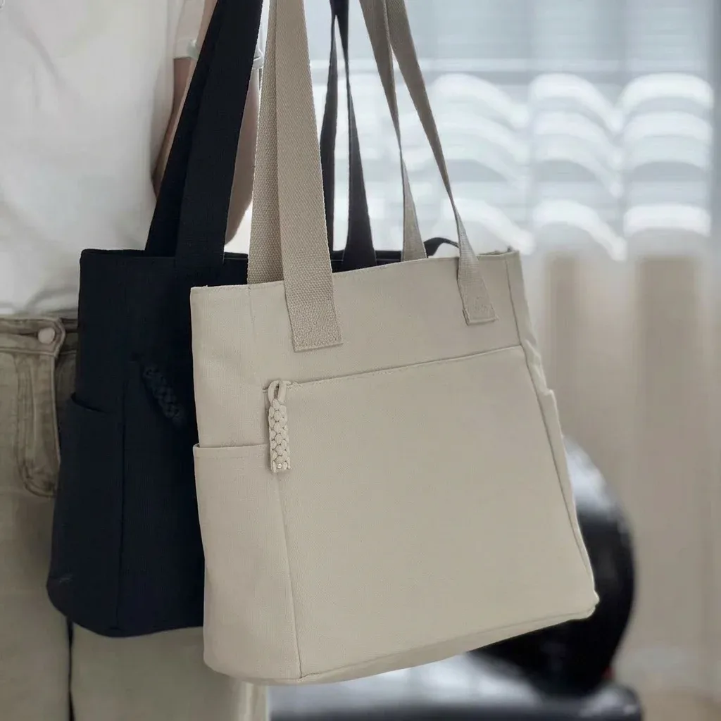sacs de shopping pour femmes, sac à bandoulière, fourre-tout rigide en toile, fourre-tout de grande capacité, fourre-tout minimaliste pour les voyages courts, décontracté