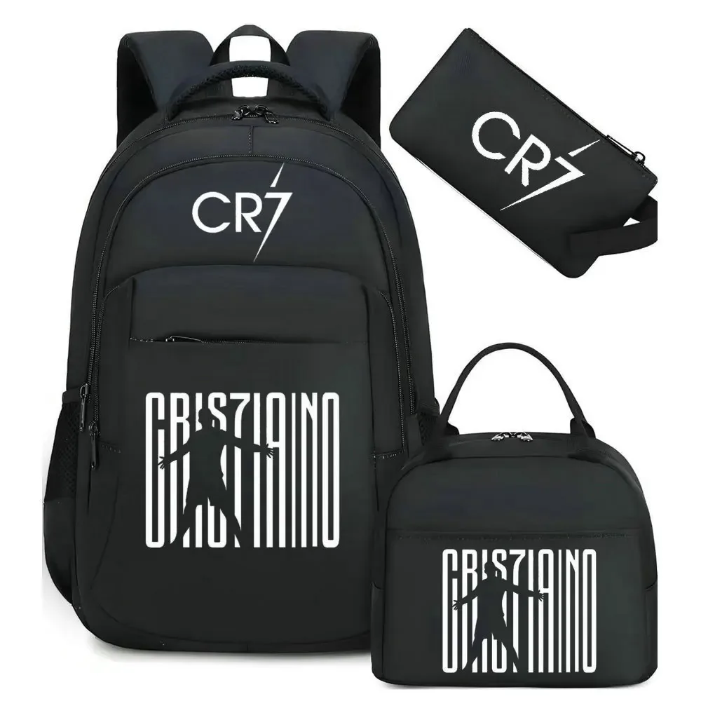 sac à dos pour ordinateur portable cr7, pour femmes et hommes, sacs à dos décontractés pour le sport et le football, sac à dos oxford pour femmes, sac d'école pour hommes, sac de voyage, mochilas 3 pièces