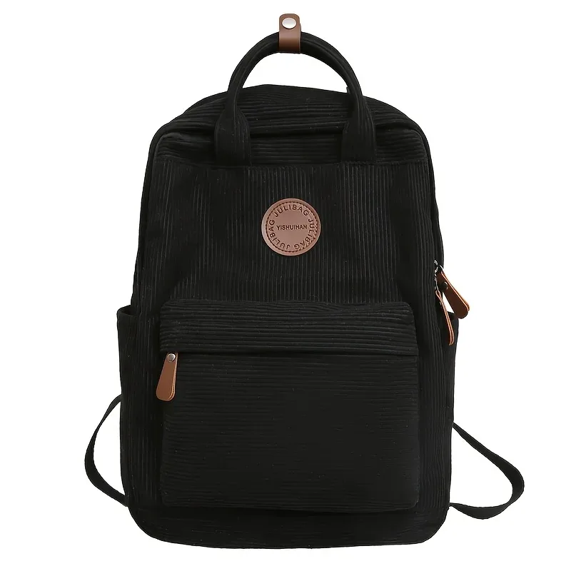 sac à dos décontracté en velours côtelé pour adolescents, compartiment pour ordinateur portable 14 pouces, sac pour lycée et université avec poche zippée, sacs à dos pour l'école