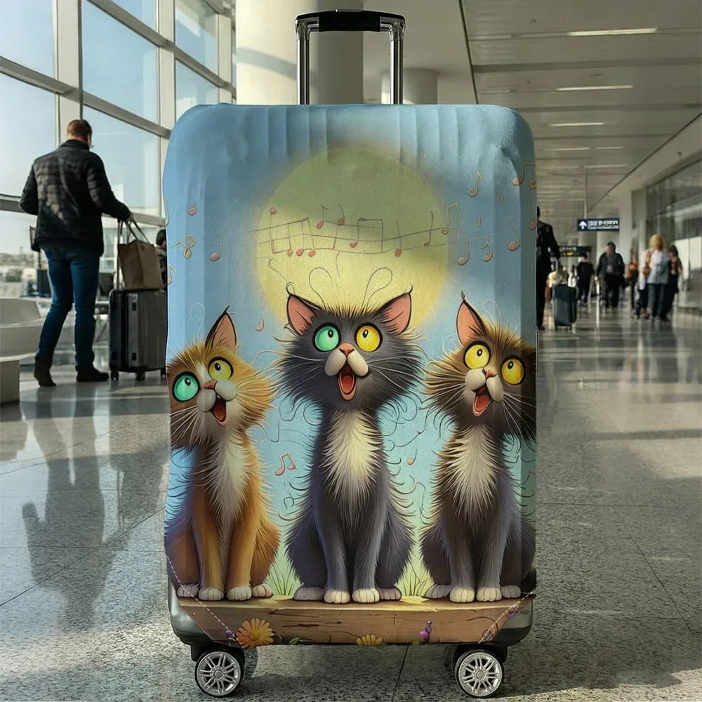 housse de protection pour bagages à motif de chat, ensemble adapté aux bagages de 18 à 32 pouces, housse de poignée de valise, accessoires de voyage