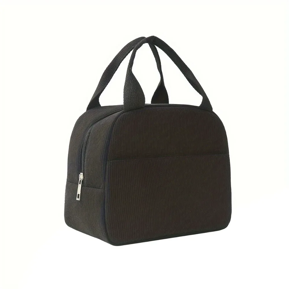 sac isotherme compact en velours côtelé, sac à déjeuner portable, sac de rangement grande capacité, sac à main minimaliste pour pique-nique