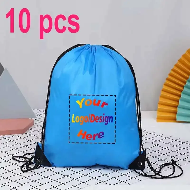 10 sacs à dos personnalisés avec cordon de serrage, imperméables, pour la gym, le sport, le football, sacs promotionnels décontractés pour l'extérieur, impression de logo