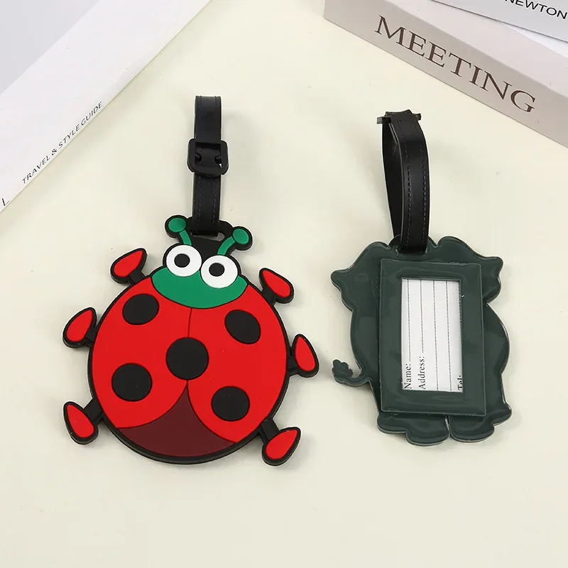 étiquette de bagage en silicone, 1 pièce, dessin animé mignon, animal créatif, étiquette de valise, nom d'iden