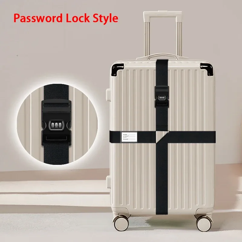 sangles de bagages en nylon avec porte-carte d'identité, réglables, pour l'organisation des bagages, avec serrure à combinaison, accessoires de voyage anti-perte