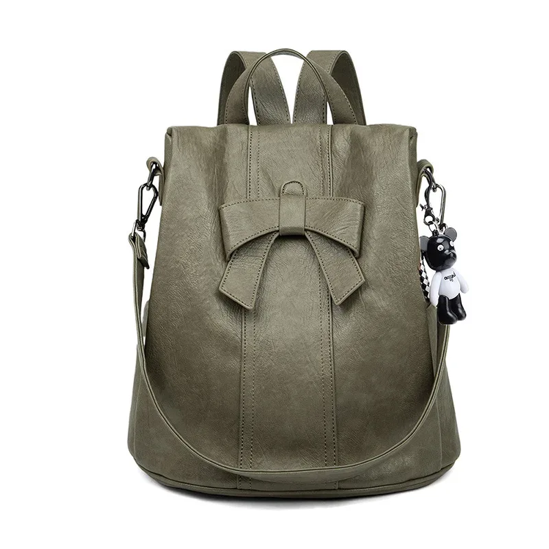 sac à dos en cuir véritable de haute qualité, antivol, sac à bandoulière, sac à dos professionnel pour femmes, élégant sac en cuir pour femme avec nœud