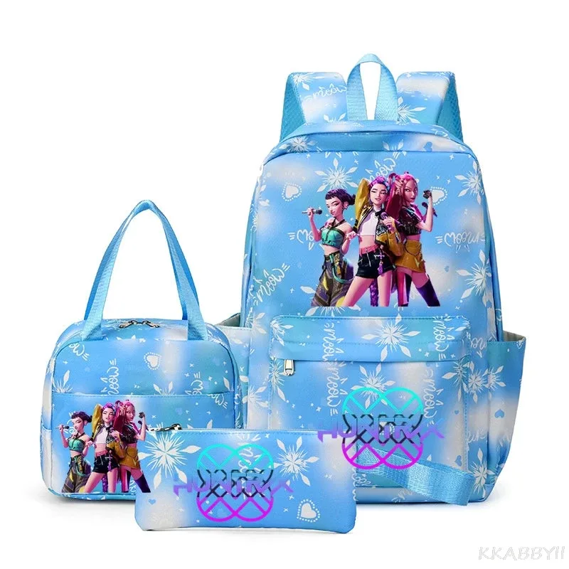 ensemble de 3 sacs à dos kpop demon hunters, sac d'école, sac à déjeuner, trousse à crayons, cadeau de rentrée scolaire pour fille, mochila de loisirs, sacs de voyage pour adolescents