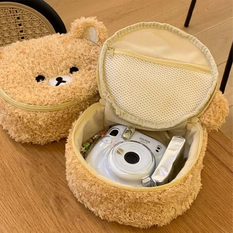 trousse de maquillage mini rilakkuma mignonne, pochette de toilette portable, indispensable pour les voyages, pratique pour la salle de bain, articles ménagers, cadeau original