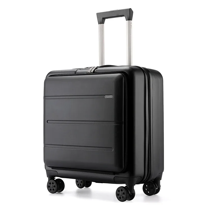 bagage à main avec cadre en aluminium, bagage à roulettes d'affaires, fermeture éclair, ouverture avant, sac à roulettes léger, 18 po