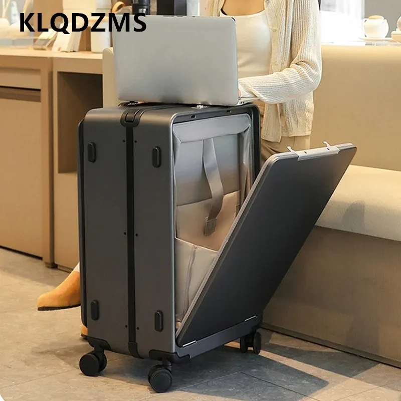 klqdzms 24 "26" bagage de voyage à main 20 pouces abs + boîte d'embarquement pc boîtier de chariot d'affaires pour hommes valise à roulettes universelle