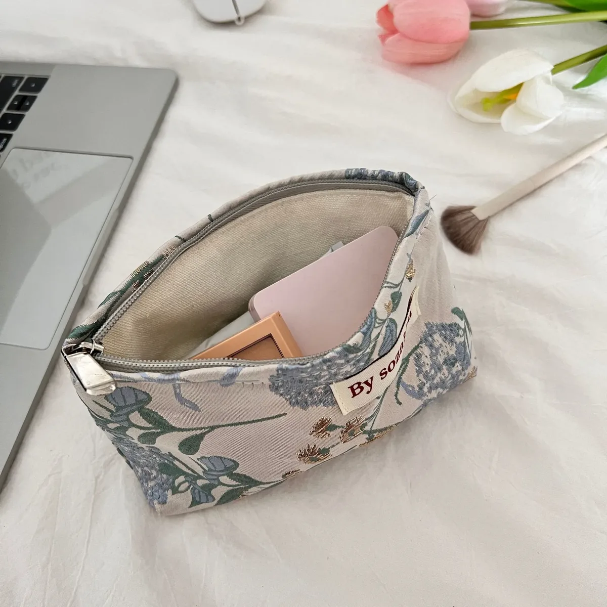 sac de rangement de cosmétiques de voyage à fleurs, mode coréenne, portefeuille kawaii pour femmes, kits de maquillage, sacs à main, trousse à crayons pour téléphone, pochette de rangement