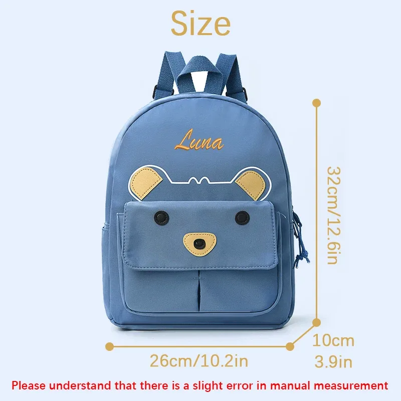 sac à dos personnalisé avec broderie ou style standard (2 options), motif mignon de petit ours de dessin animé, idéal pour la rentrée scolaire et comme cadeau